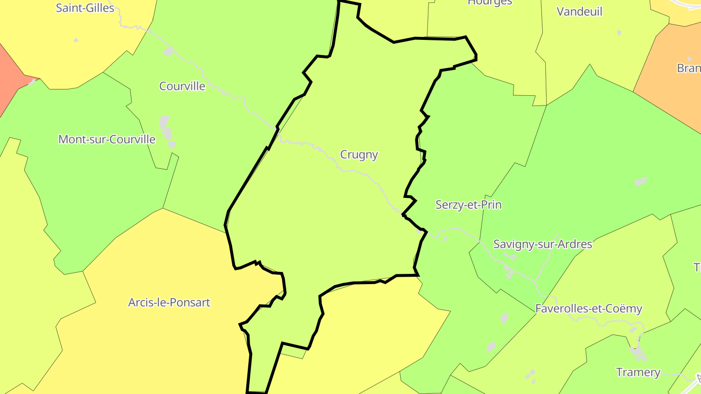 Carte des prix de l'immobilier Crugny