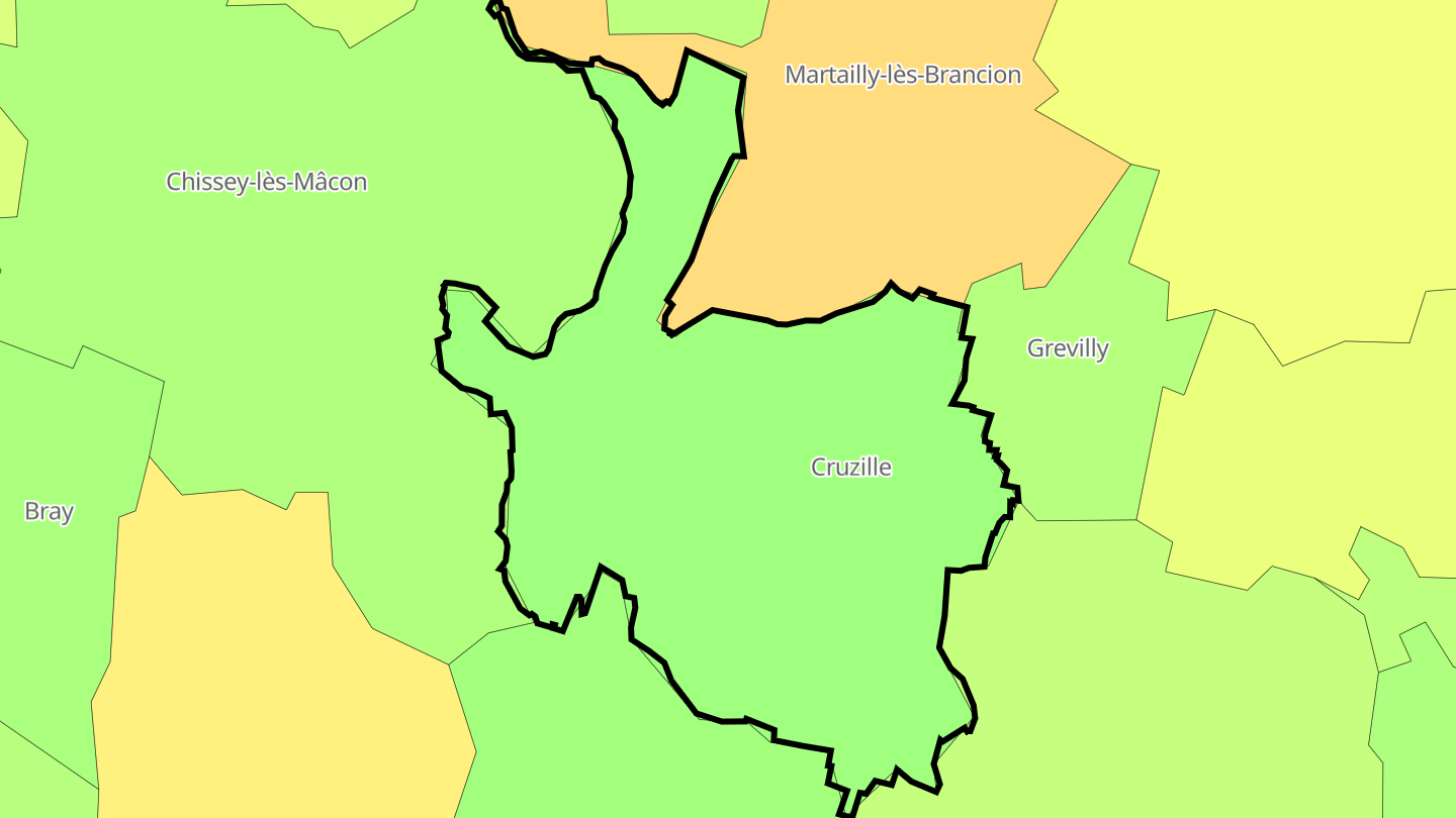 Carte des prix de l'immobilier Cruzille