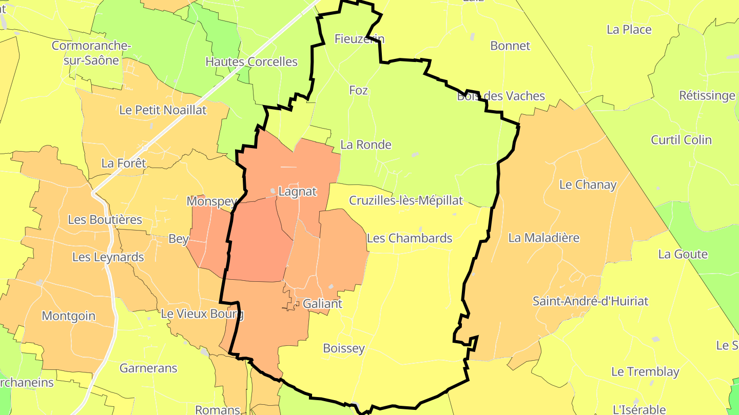 Carte des prix de l'immobilier Cruzilles-lès-Mépillat