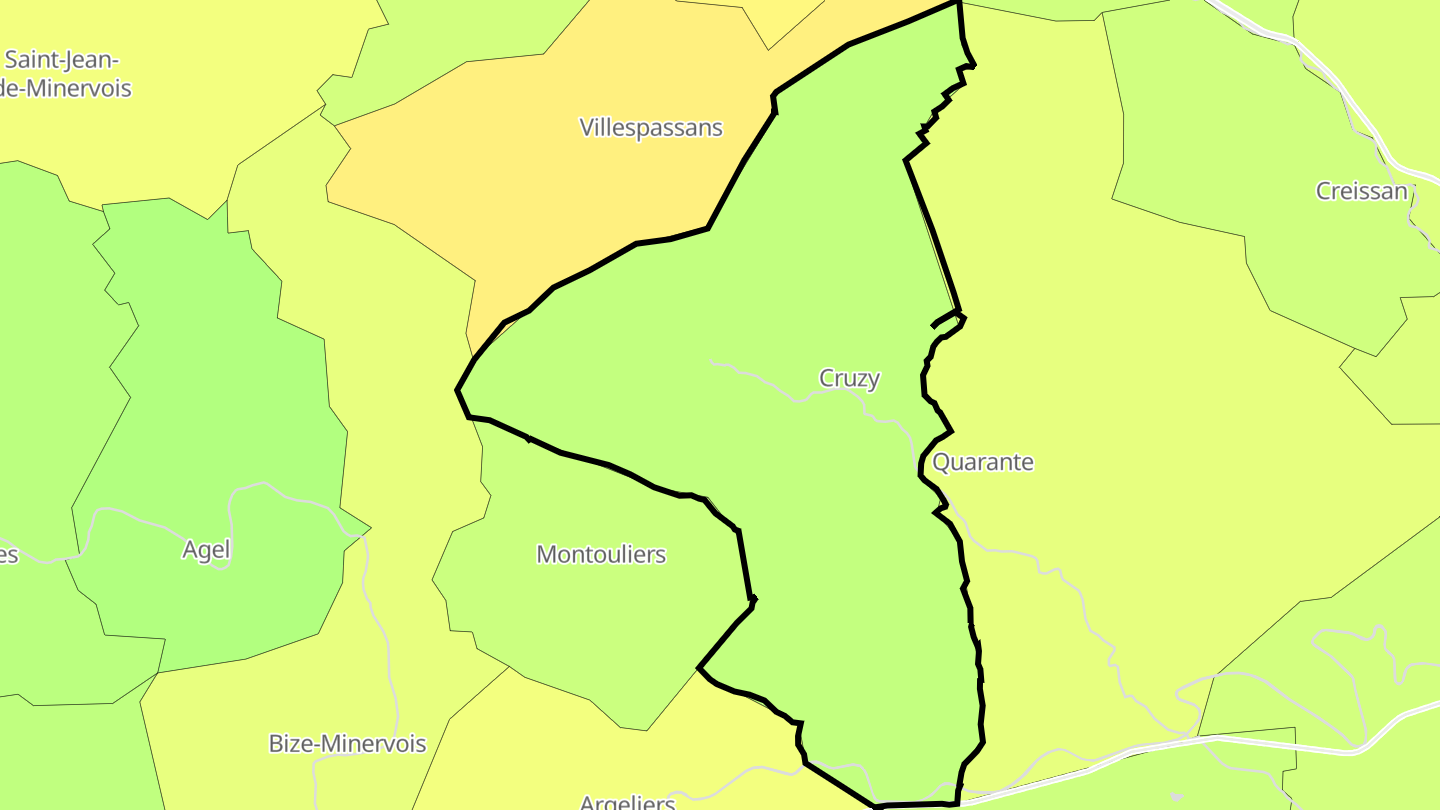 Carte des prix de l'immobilier Cruzy