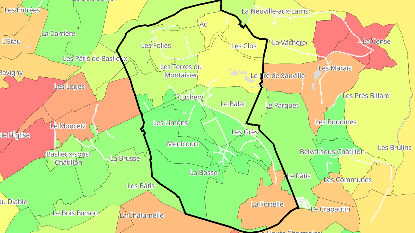 Carte des prix de l'immobilier Cuchery