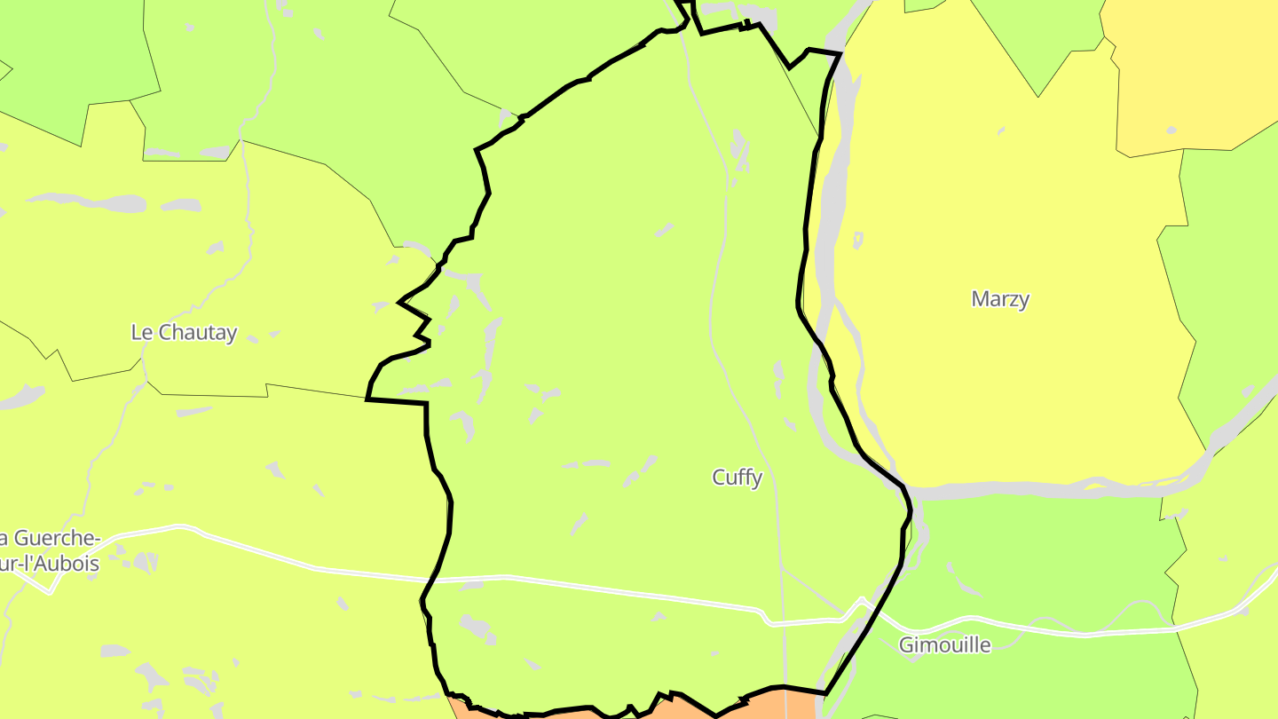 Carte des prix de l'immobilier Cuffy
