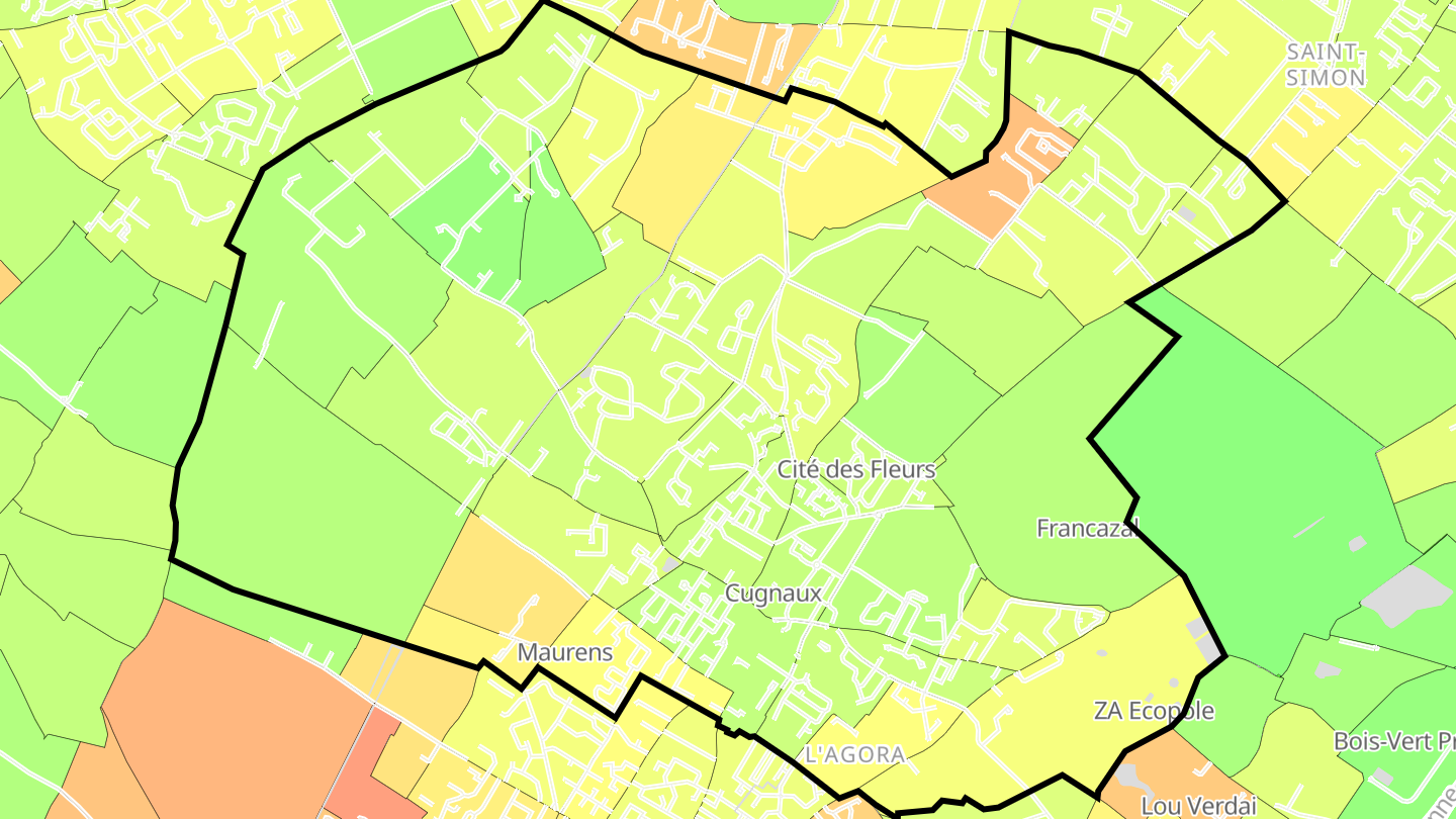 Carte des prix de l'immobilier Cugnaux