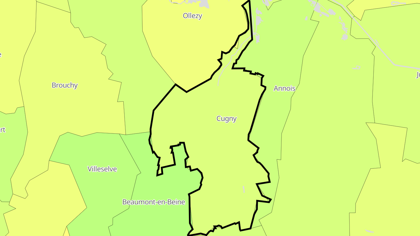 Carte des prix de l'immobilier Cugny