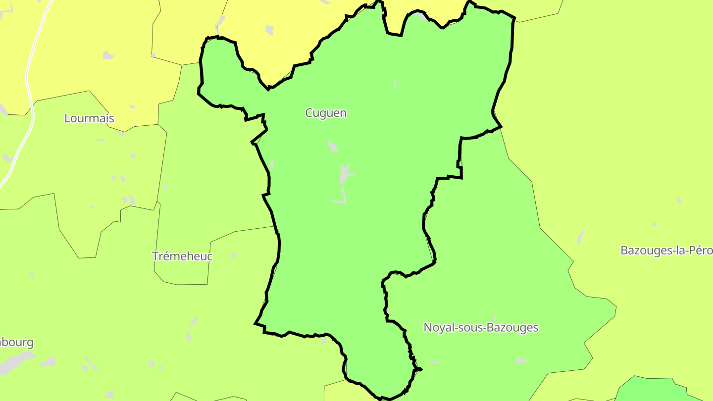 Carte des prix de l'immobilier Cuguen