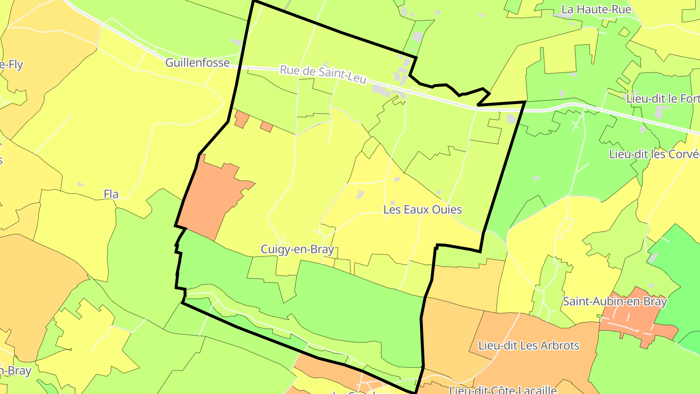 Carte des prix de l'immobilier Cuigy-en-Bray
