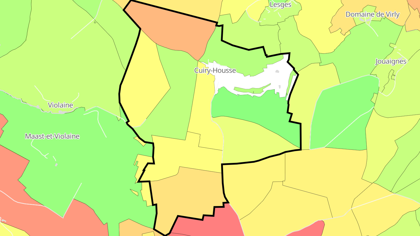 Carte des prix de l'immobilier Cuiry-Housse