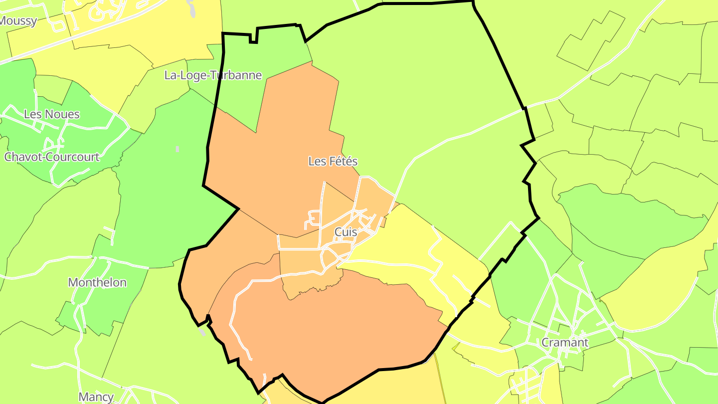 Carte des prix de l'immobilier Cuis