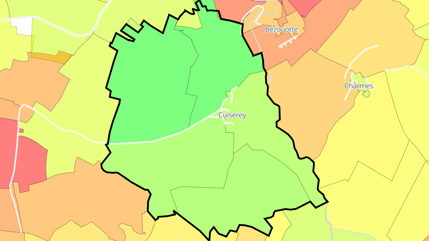 Carte des prix de l'immobilier Cuiserey