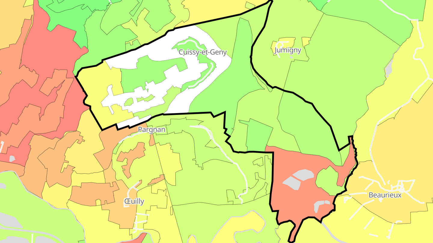 Carte des prix de l'immobilier Cuissy-et-Geny