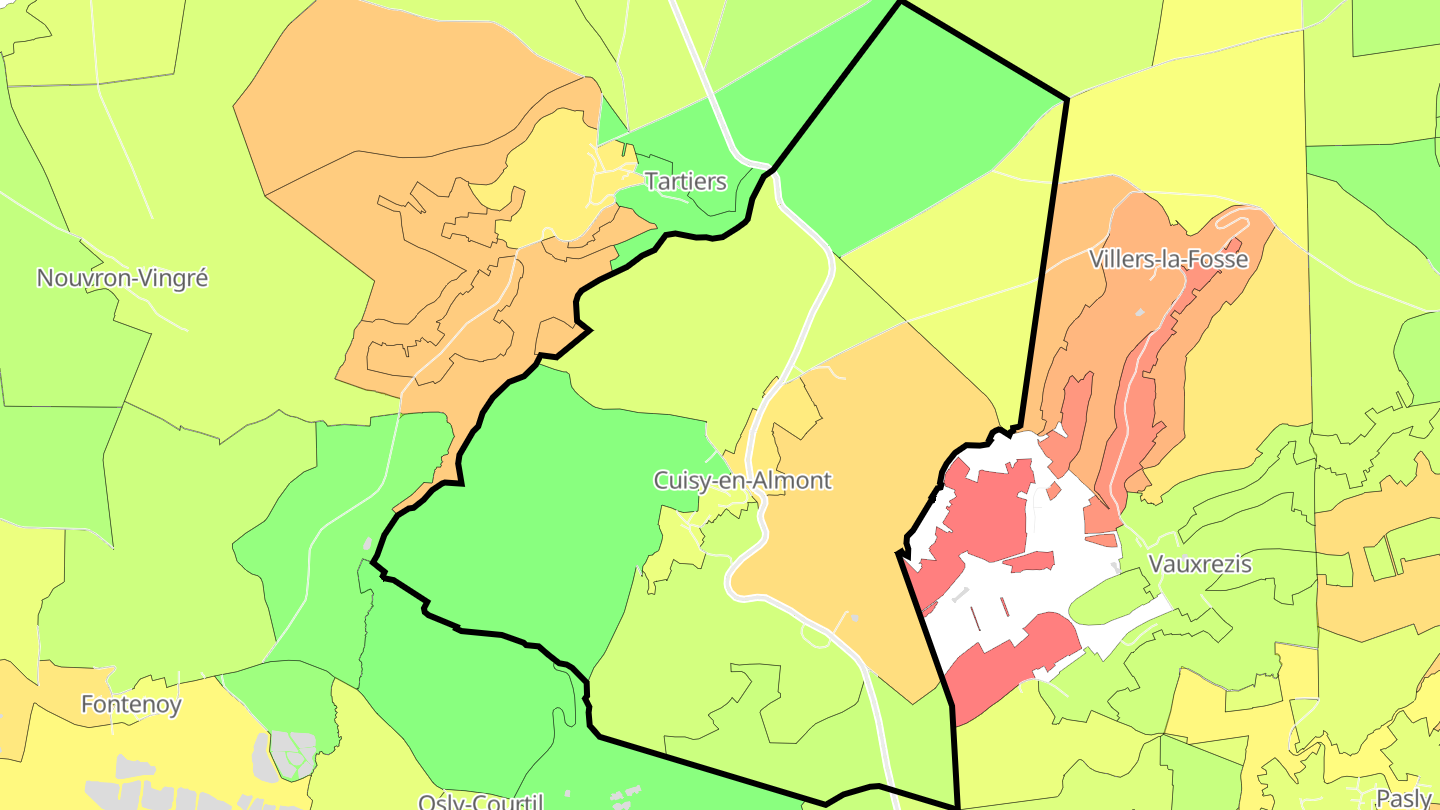 Carte des prix de l'immobilier Cuisy-en-Almont