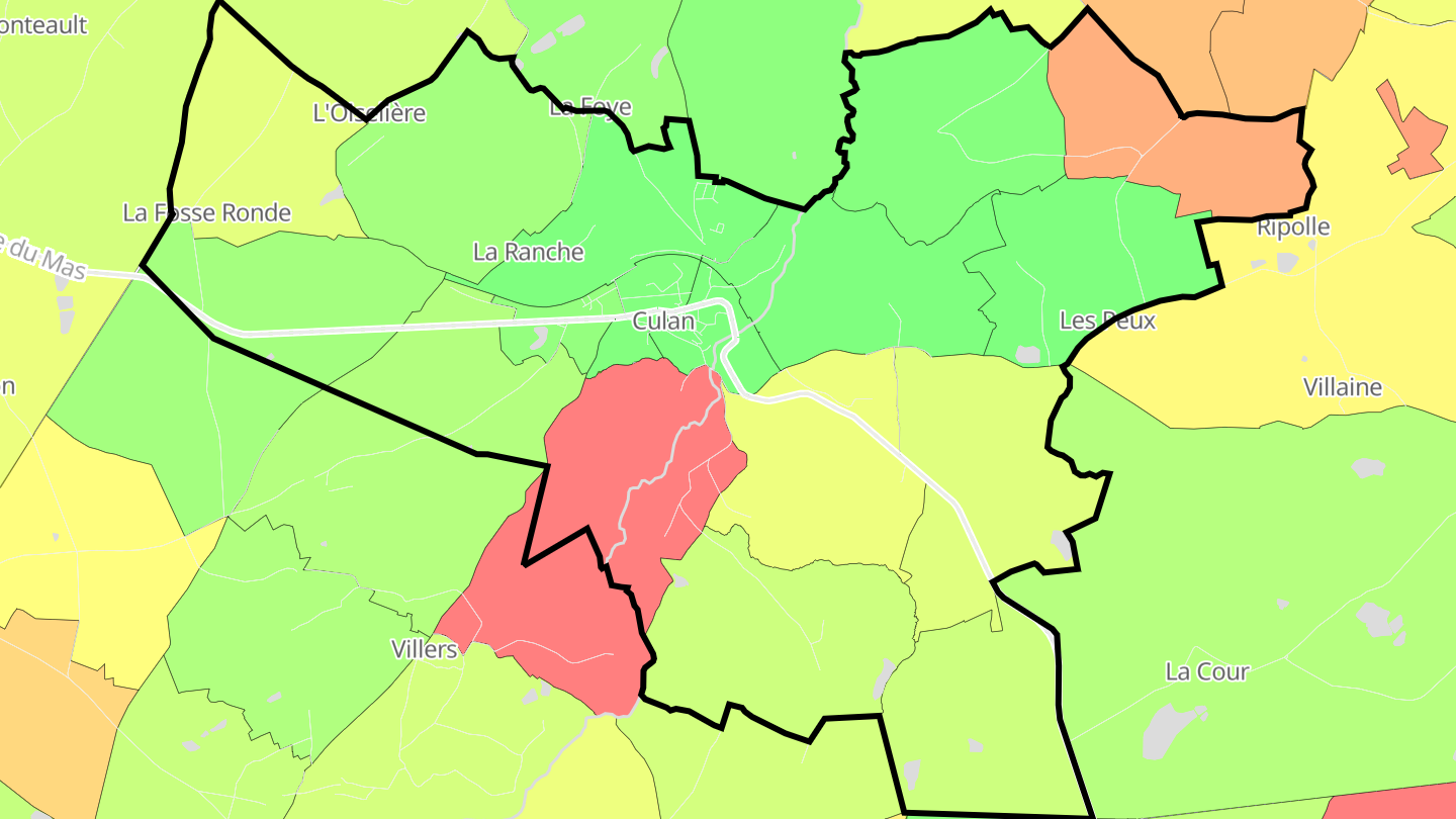 Carte des prix de l'immobilier Culan