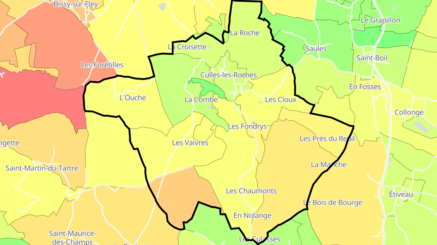 Carte des prix de l'immobilier Culles-les-Roches