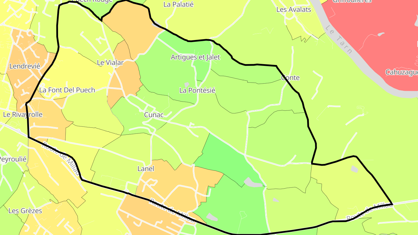 Carte des prix de l'immobilier Cunac