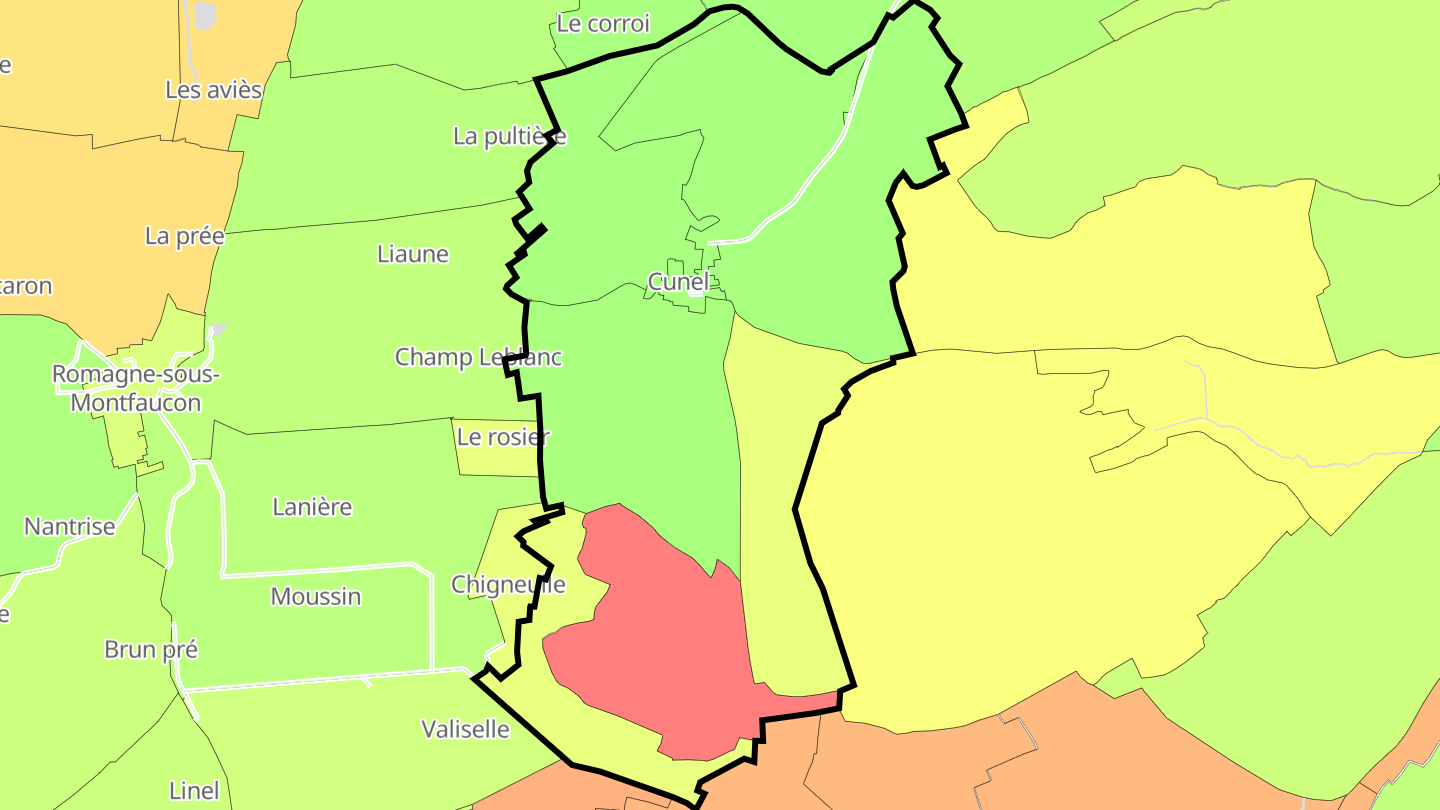 Carte des prix de l'immobilier Cunel