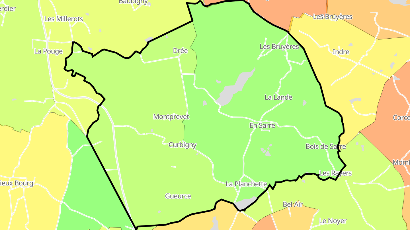 Carte des prix de l'immobilier Curbigny