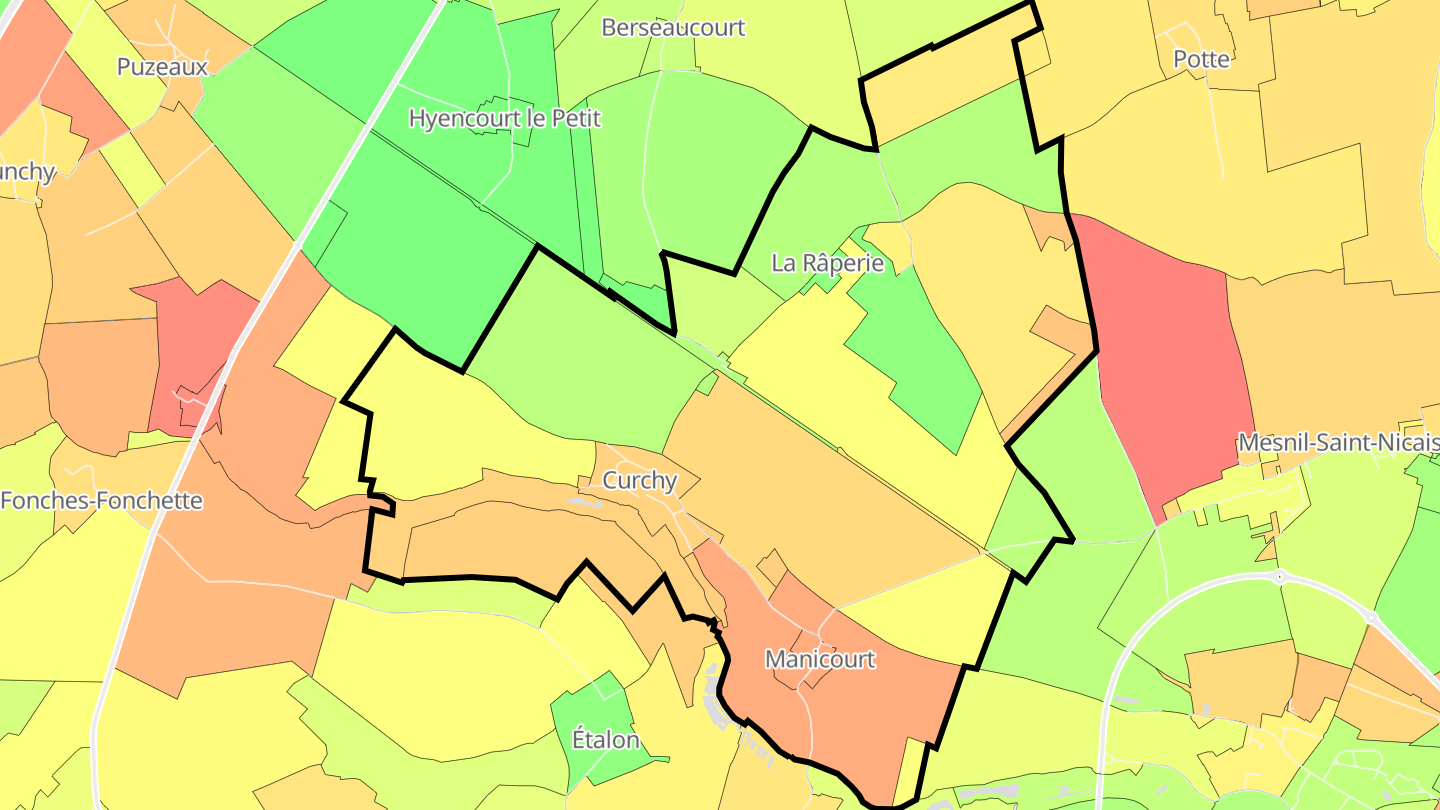 Carte des prix de l'immobilier Curchy