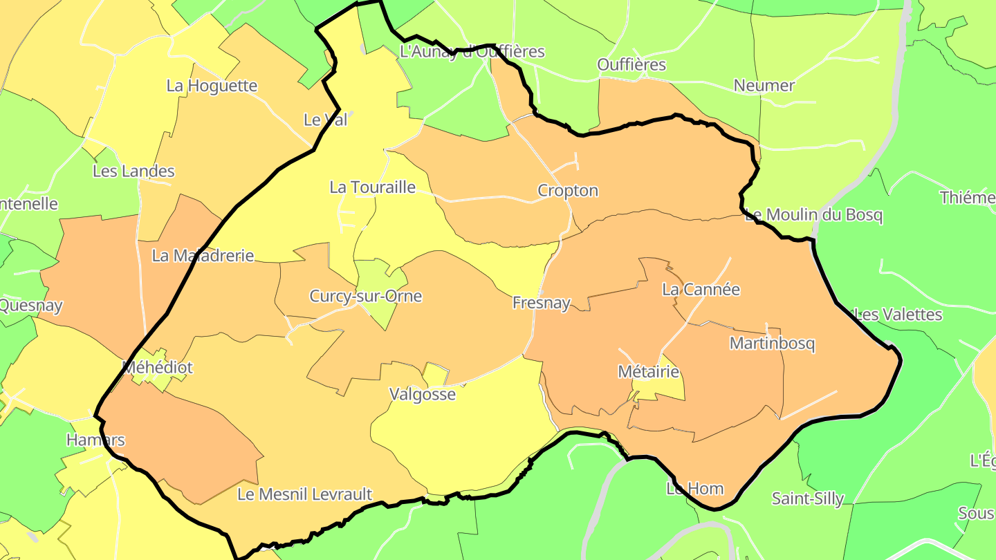 Carte des prix de l'immobilier Curcy-sur-Orne