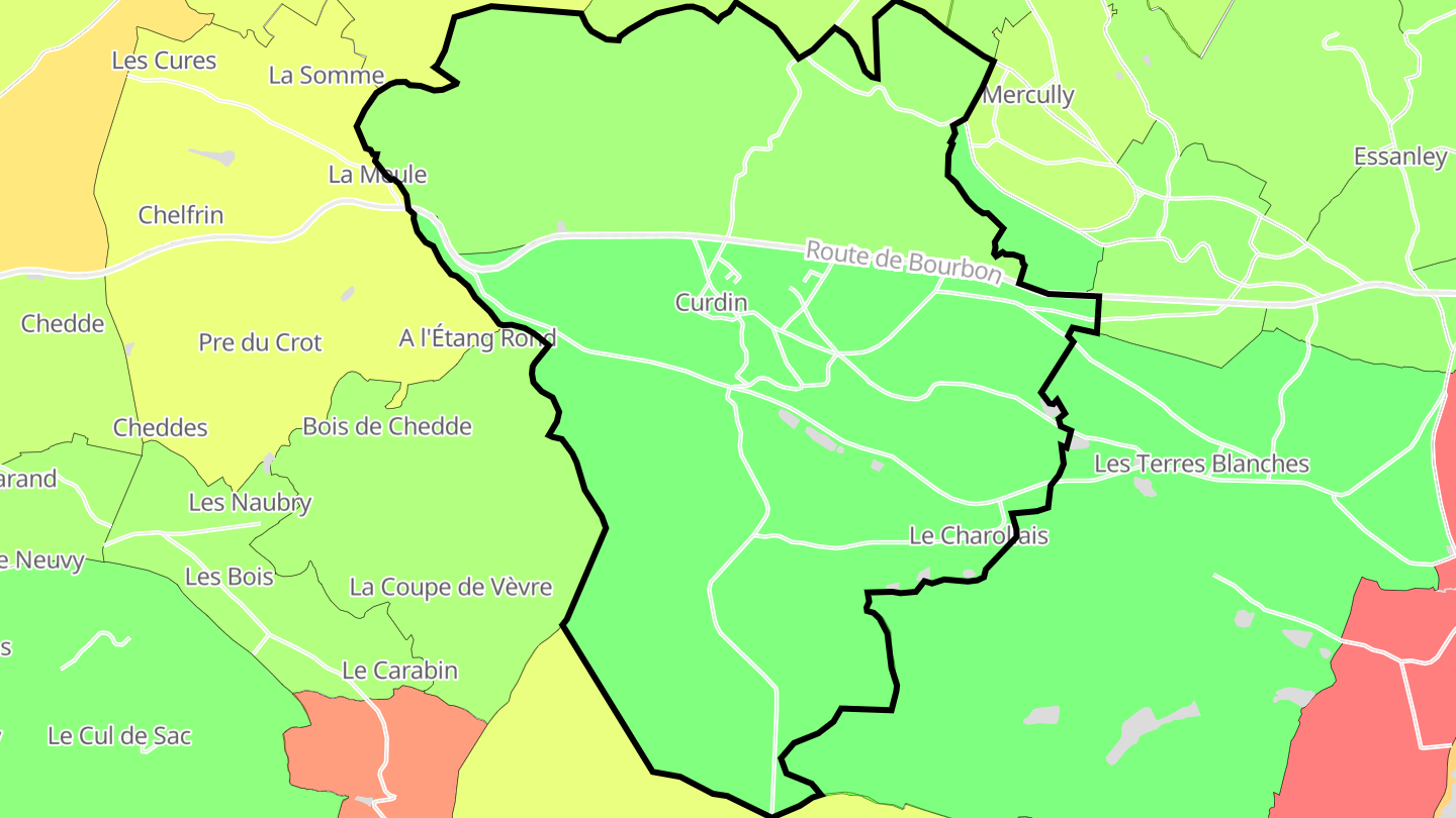 Carte des prix de l'immobilier Curdin