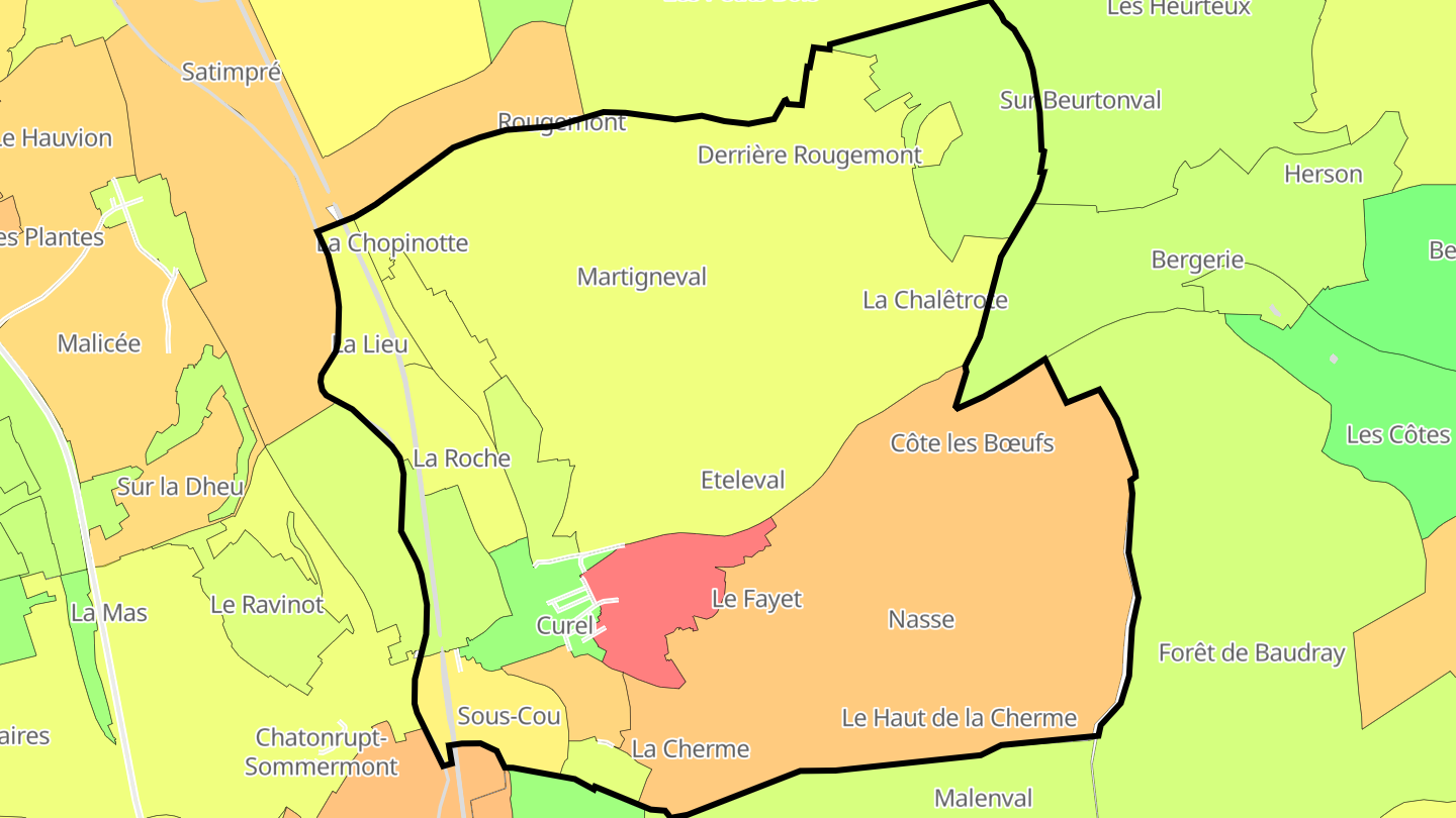 Carte des prix de l'immobilier Curel