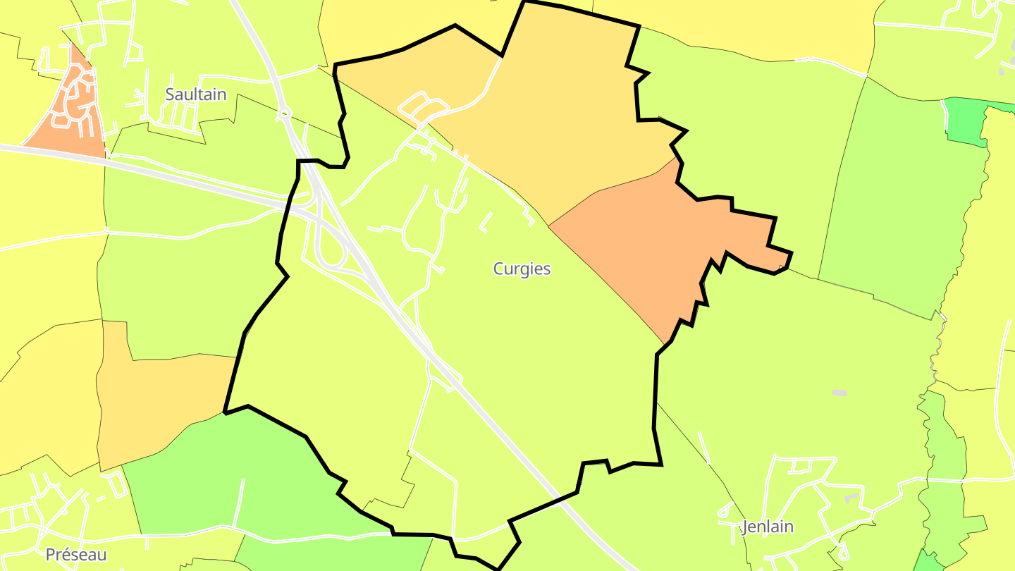 Carte des prix de l'immobilier Curgies