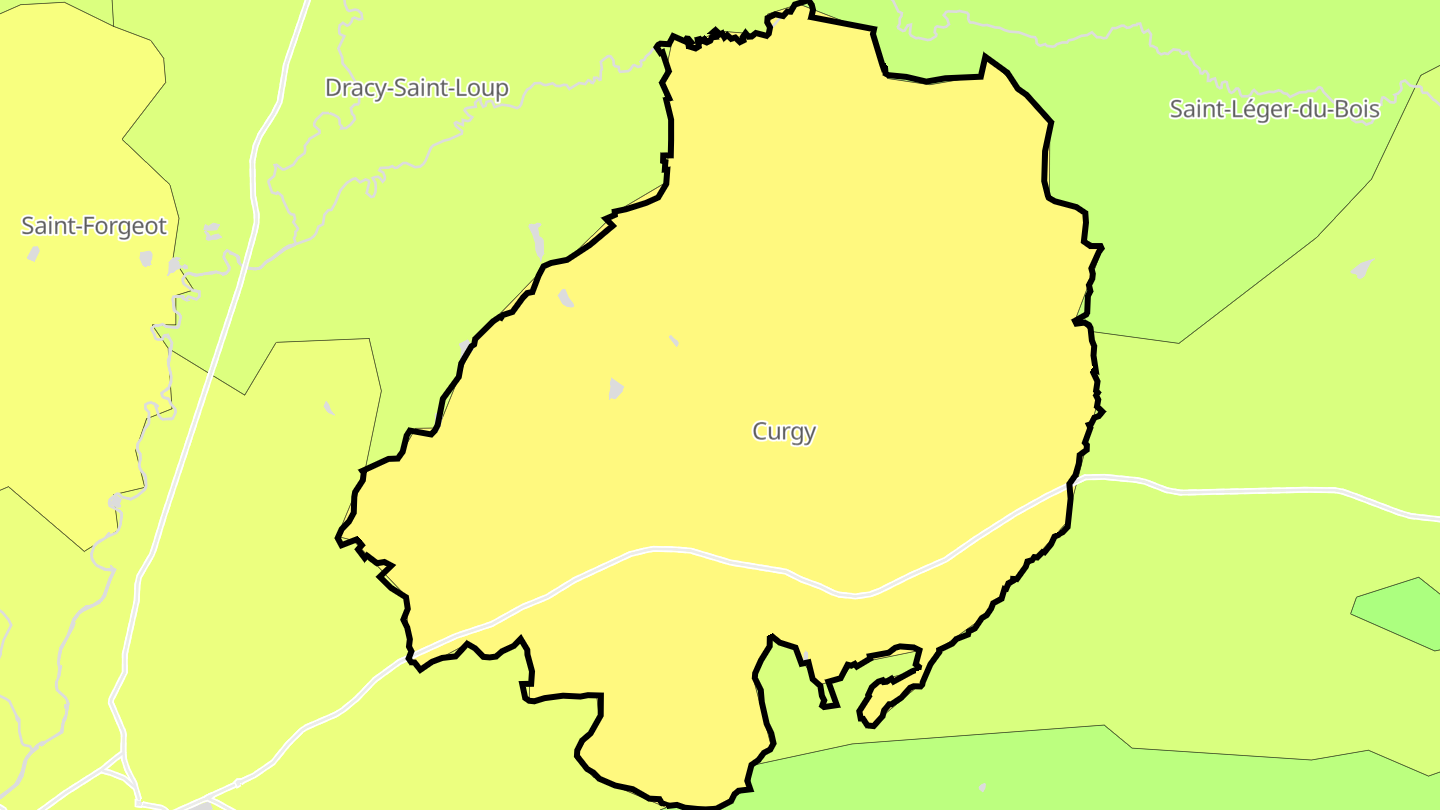 Carte des prix de l'immobilier Curgy