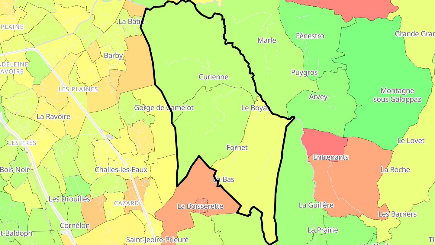 Carte des prix de l'immobilier Curienne