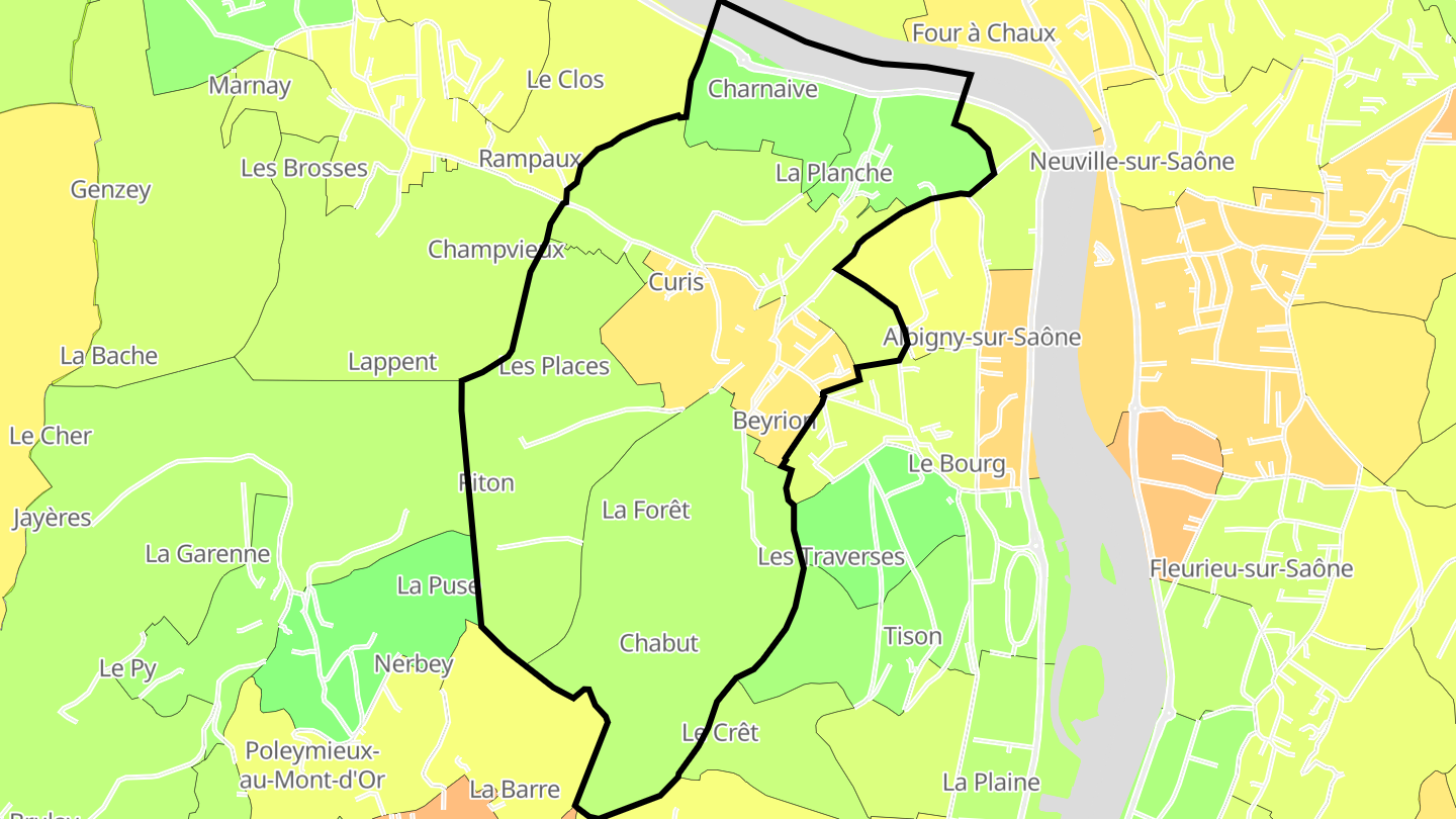Carte des prix de l'immobilier Curis-au-Mont-d'Or