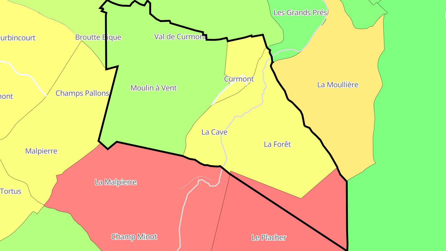 Carte des prix de l'immobilier Curmont