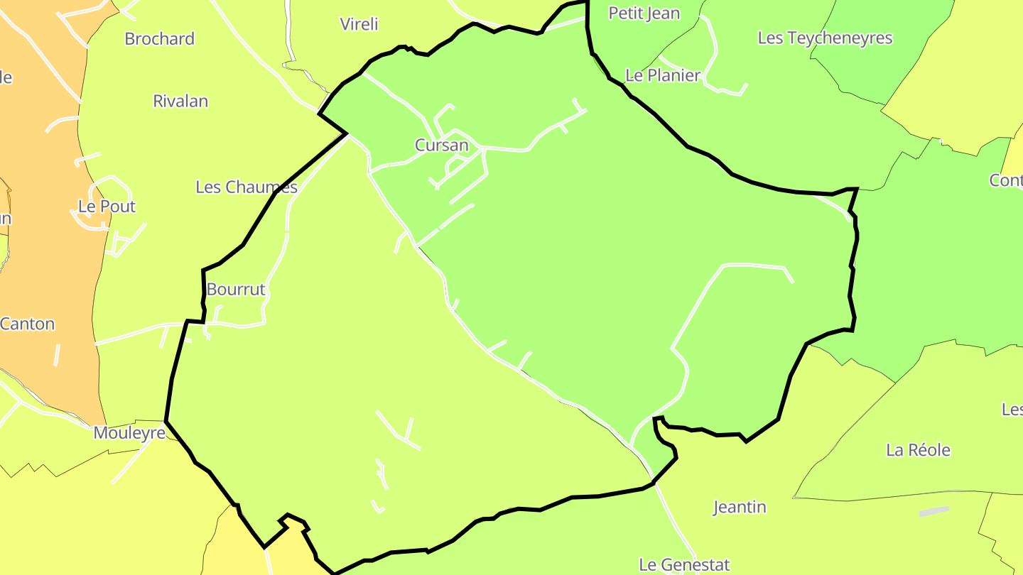 Carte des prix de l'immobilier Cursan