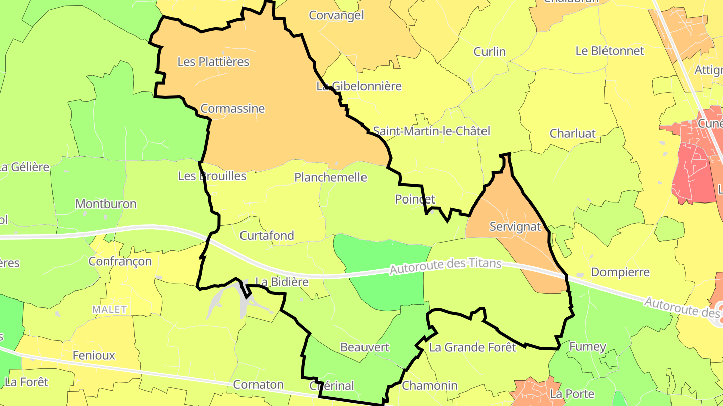 Carte des prix de l'immobilier Curtafond