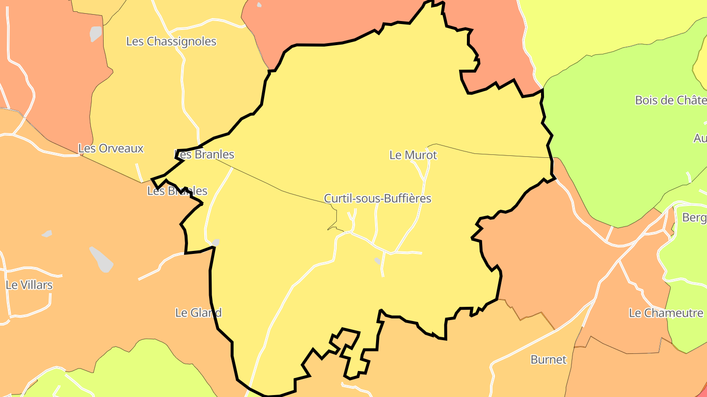 Carte des prix de l'immobilier Curtil-sous-Buffières
