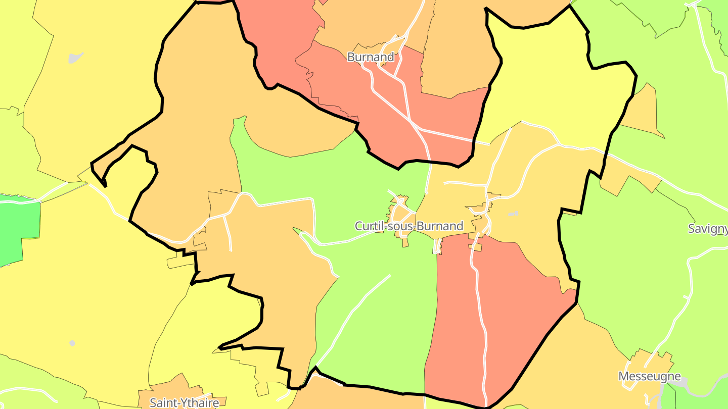 Carte des prix de l'immobilier Curtil-sous-Burnand
