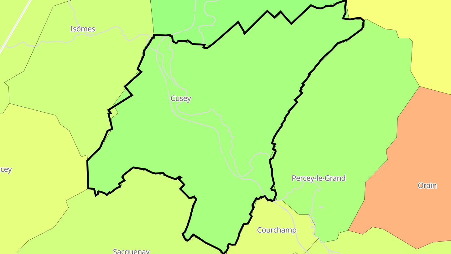 Carte des prix de l'immobilier Cusey