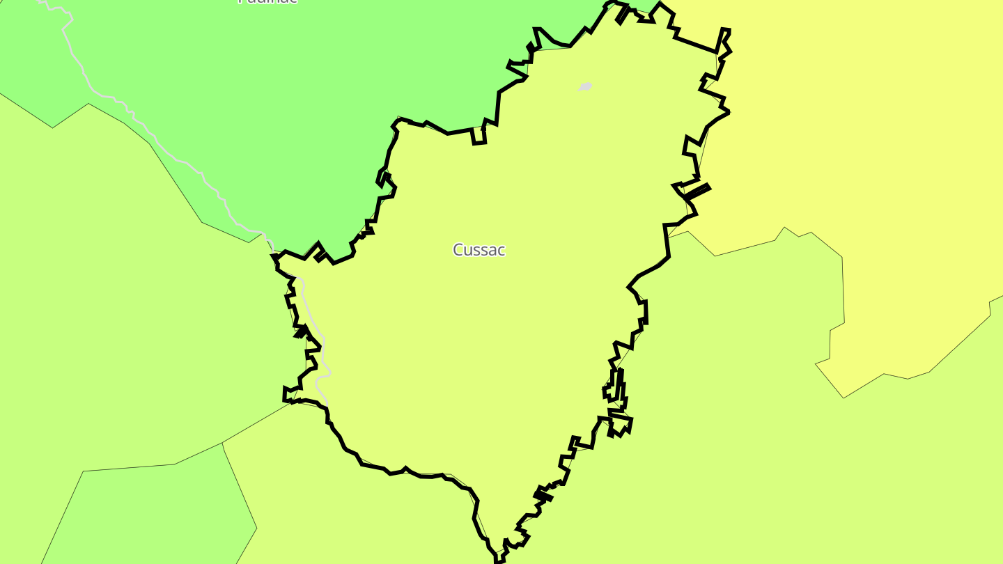 Carte des prix de l'immobilier Cussac