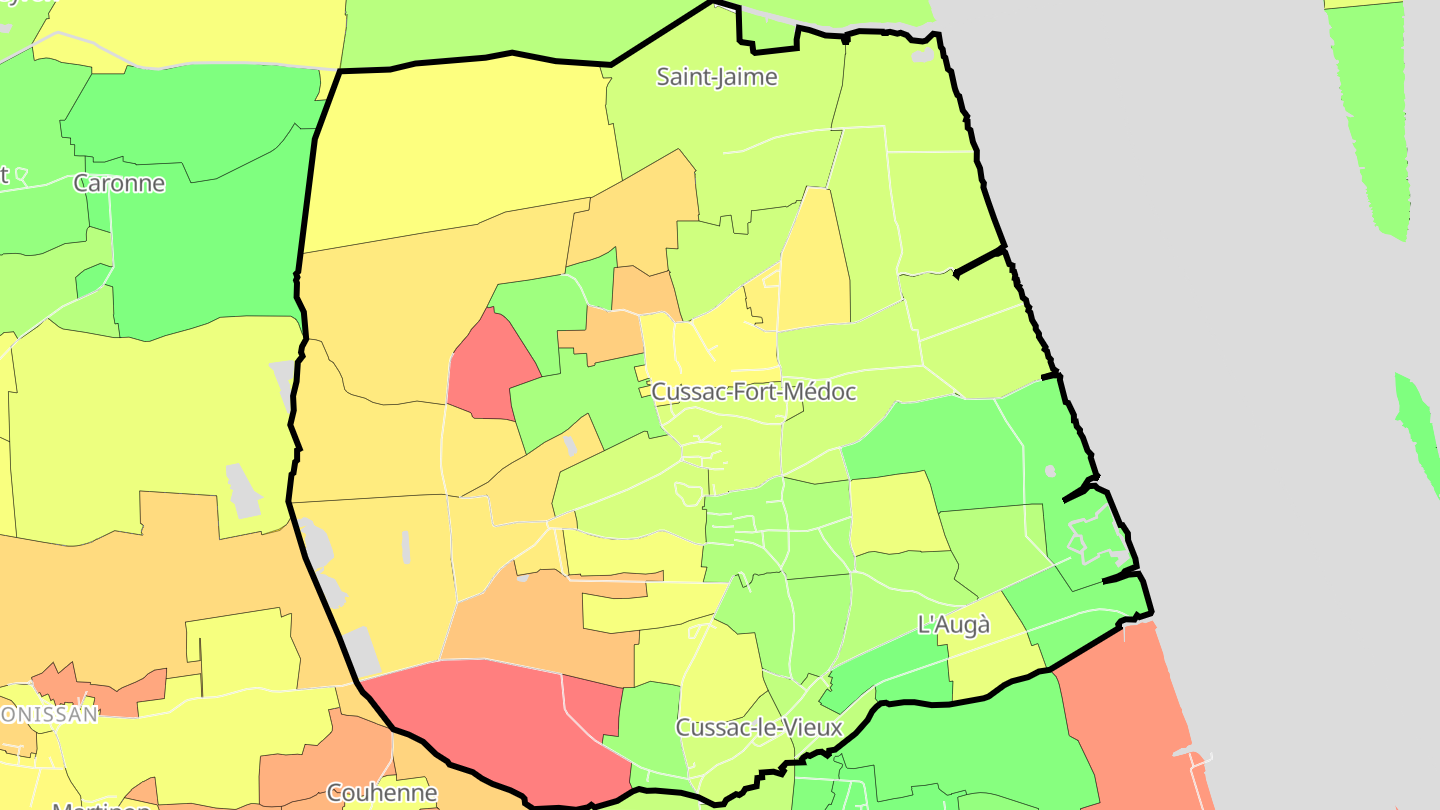 Carte des prix de l'immobilier Cussac-Fort-Médoc