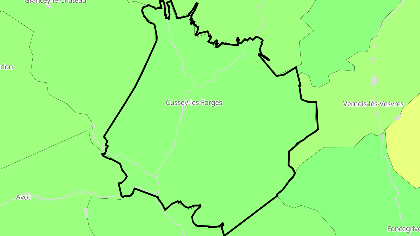 Carte des prix de l'immobilier Cussey-les-Forges