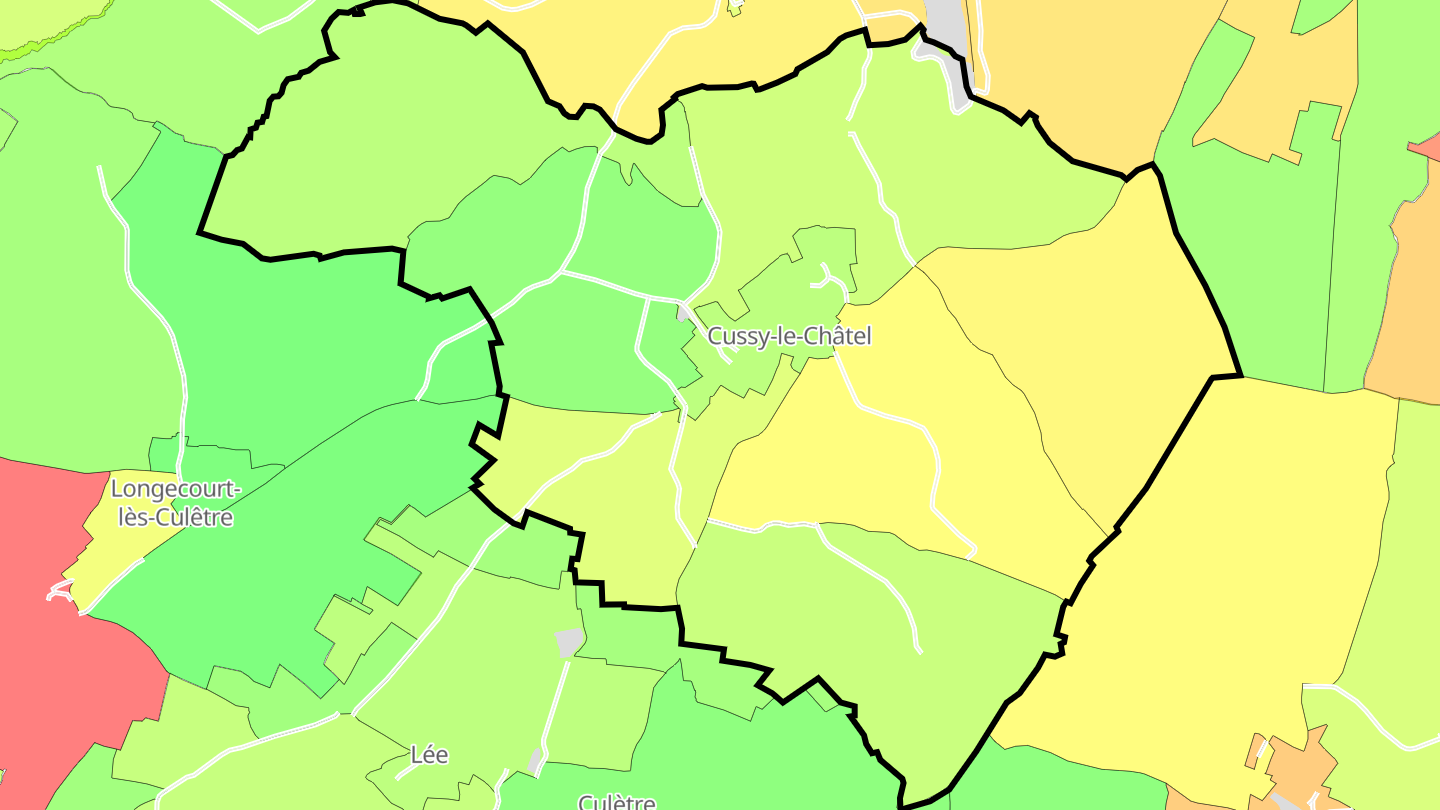 Carte des prix de l'immobilier Cussy-le-Châtel