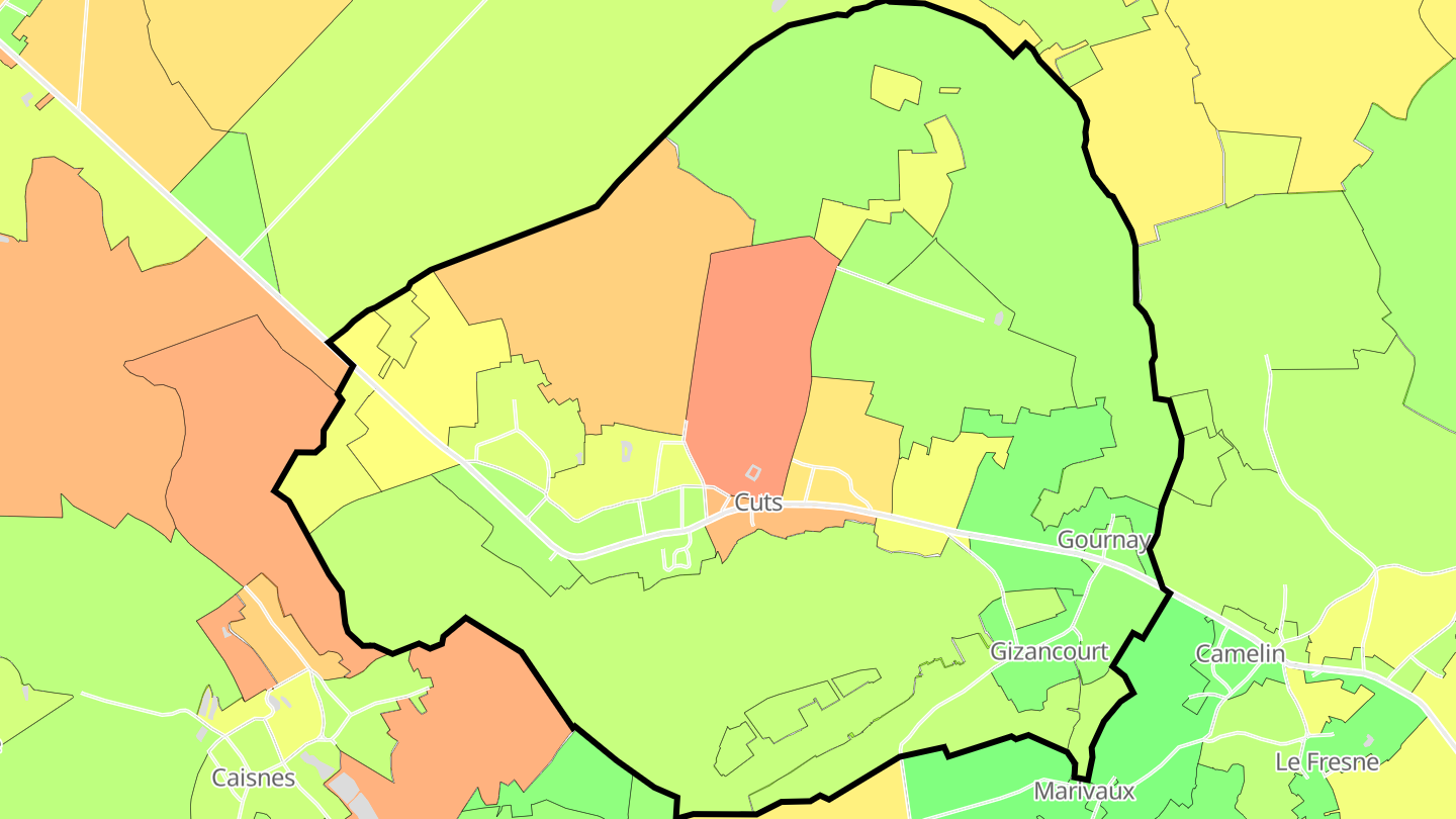 Carte des prix de l'immobilier Cuts