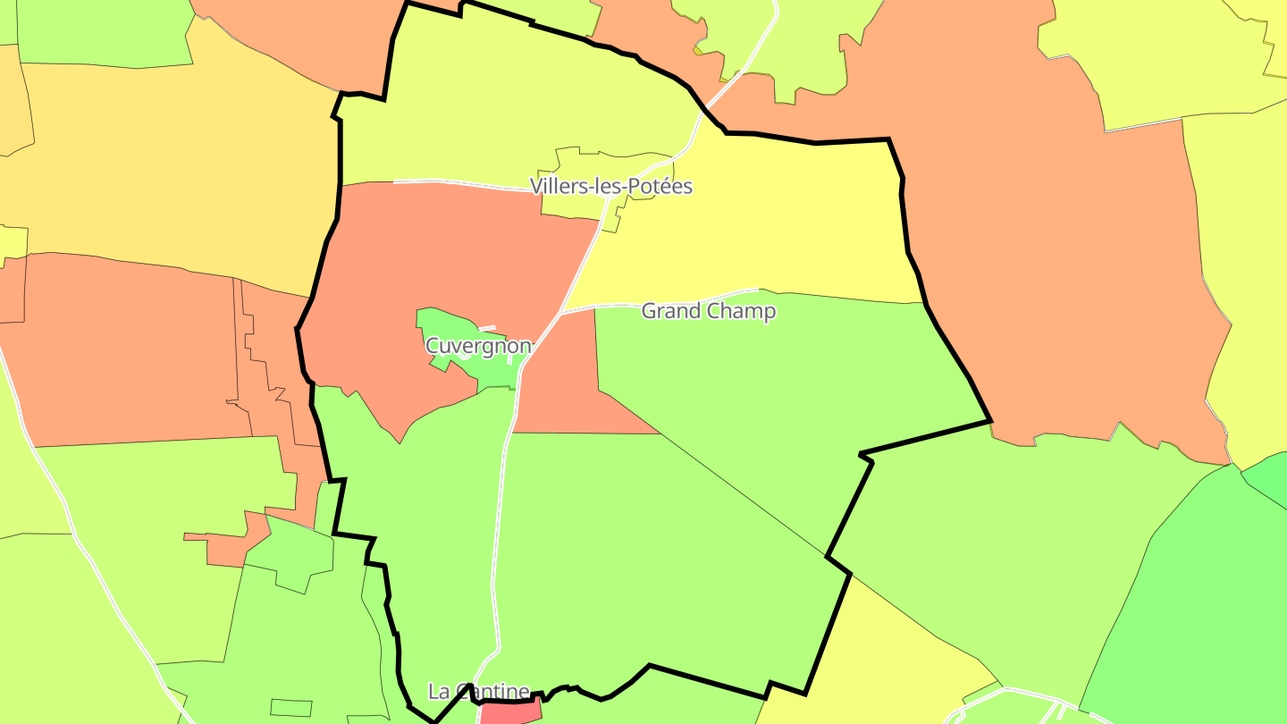 Carte des prix de l'immobilier Cuvergnon
