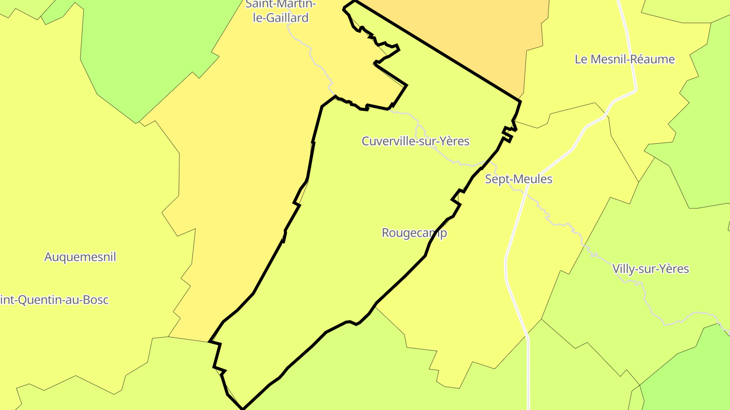 Carte des prix de l'immobilier Cuverville-sur-Yères