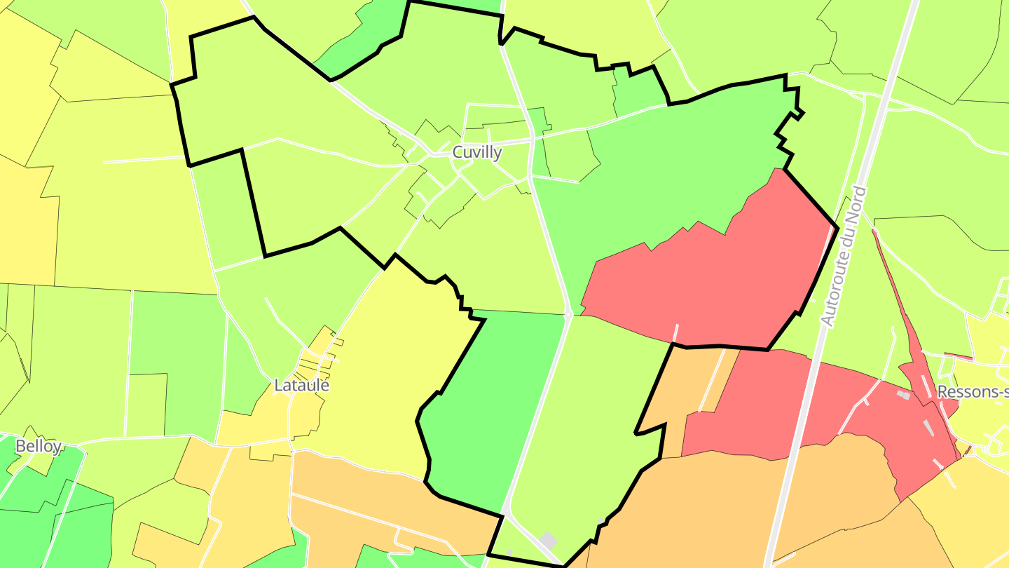 Carte des prix de l'immobilier Cuvilly