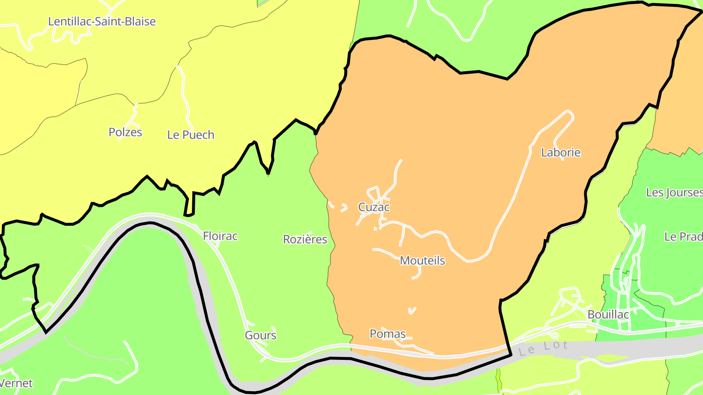 Carte des prix de l'immobilier Cuzac