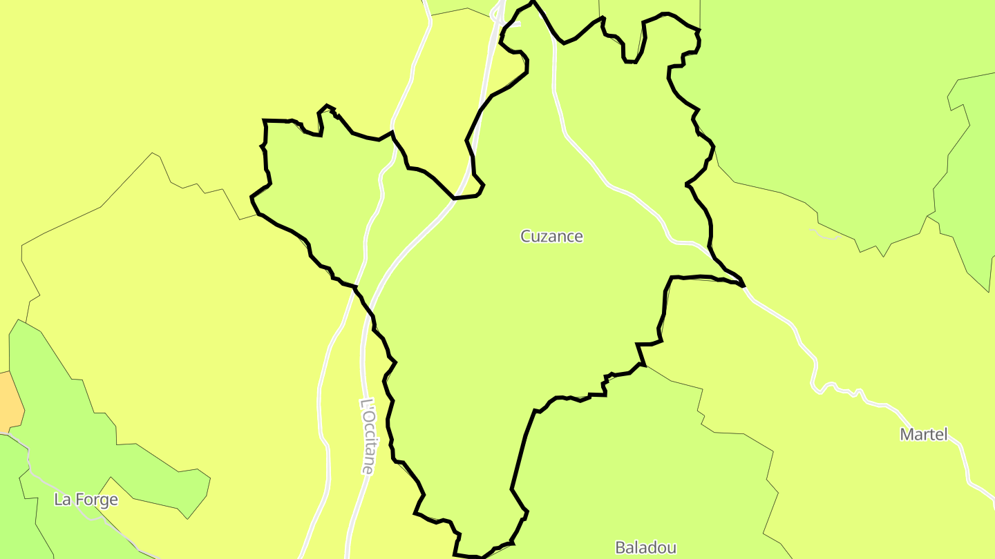 Carte des prix de l'immobilier Cuzance