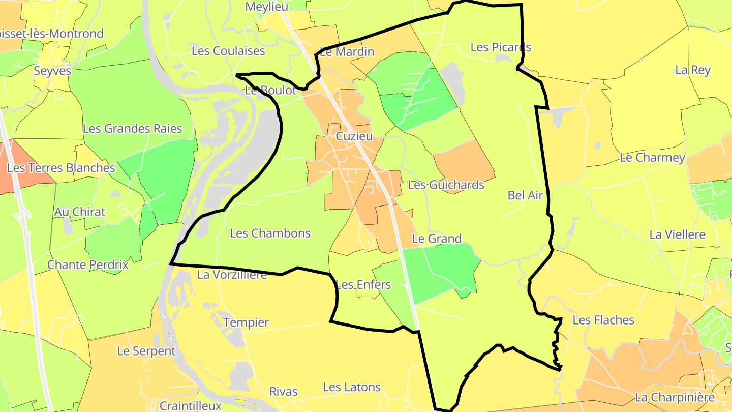 Carte des prix de l'immobilier Cuzieu