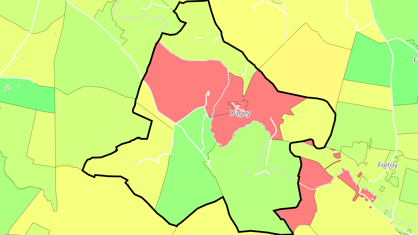 Carte des prix de l'immobilier Dagny