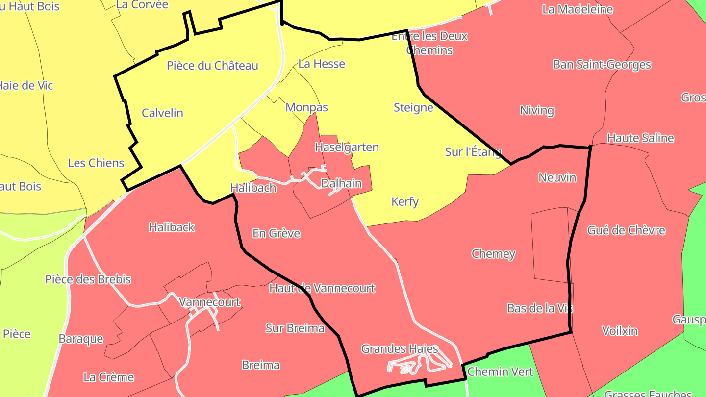 Carte des prix de l'immobilier Dalhain