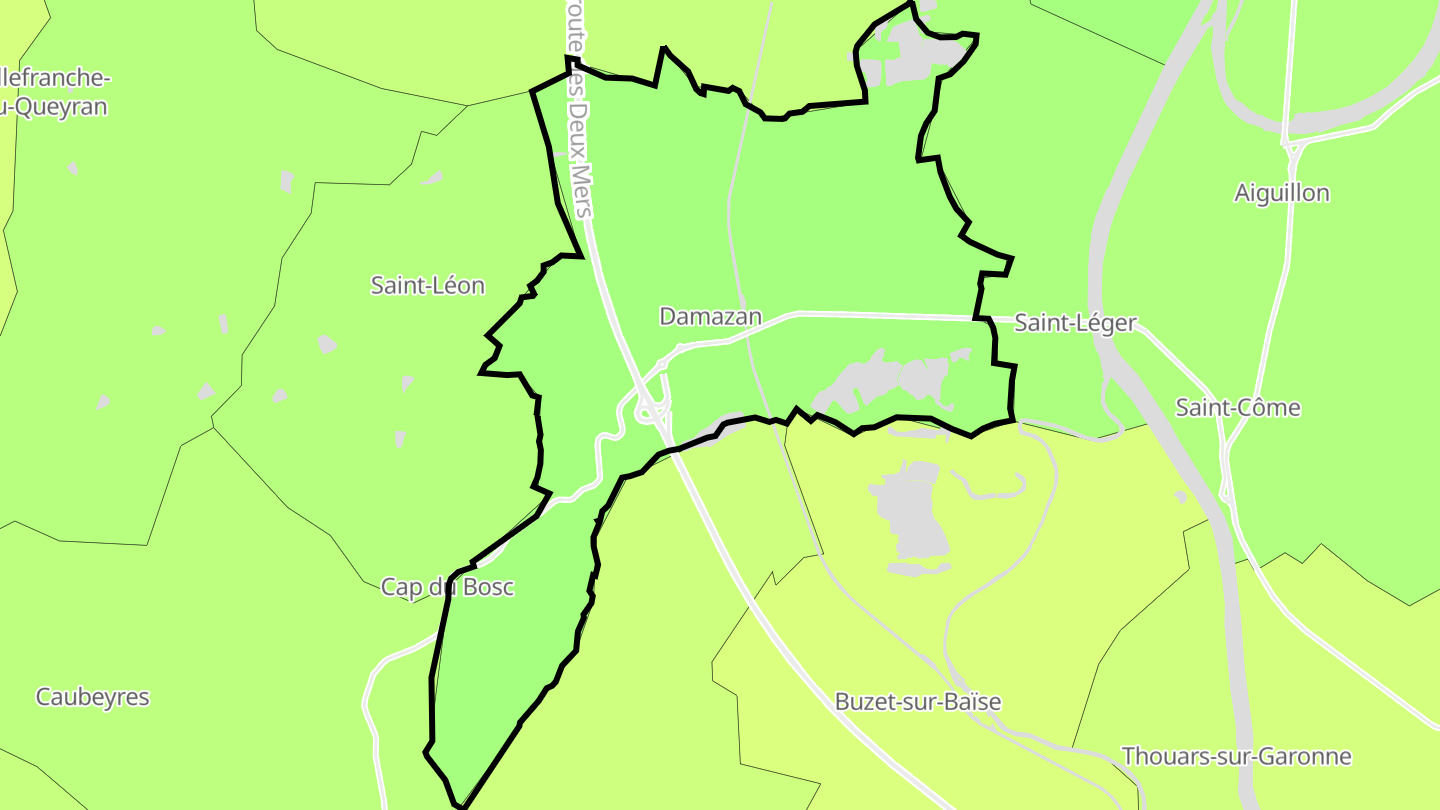 Carte des prix de l'immobilier Damazan
