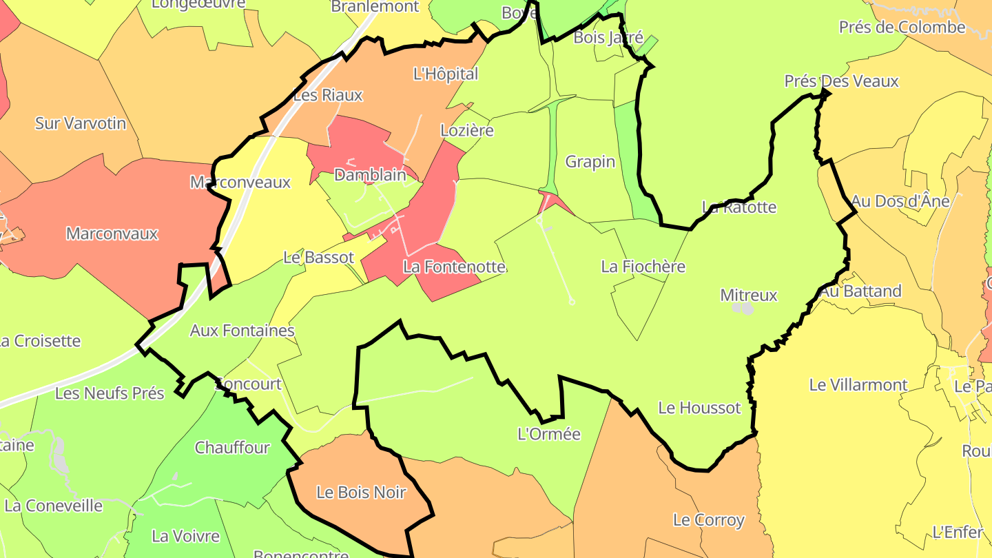 Carte des prix de l'immobilier Damblain