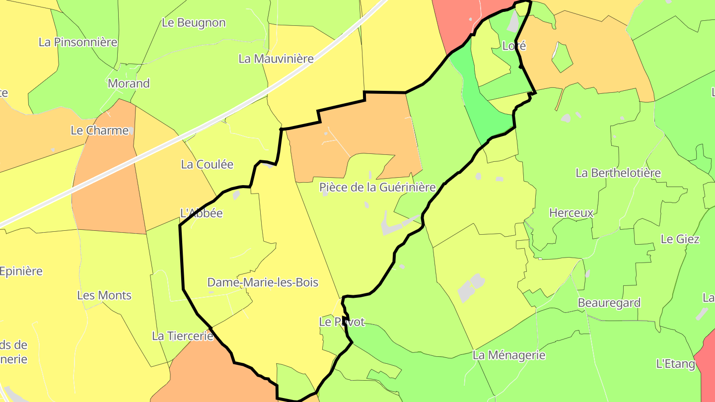 Carte des prix de l'immobilier Dame-Marie-les-Bois